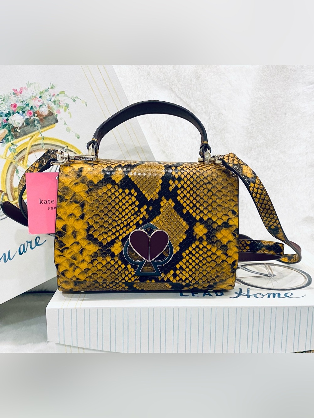 Kate Spade snake embossed leather top-handle bag gorgeous fall NWT